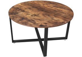 Koffietafel rond vintage donkerbruin - ronde salontafel - 88 x 47 cm