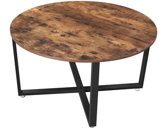 Koffietafel rond vintage donkerbruin - ronde salontafel - 88 x 47 cm