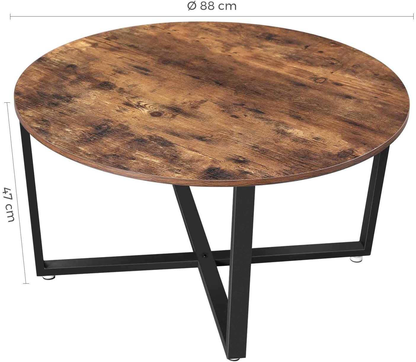 Koffietafel rond vintage donkerbruin - ronde salontafel - 88 x 47 cm