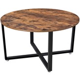 Koffietafel rond vintage donkerbruin - ronde salontafel - 88 x 47 cm