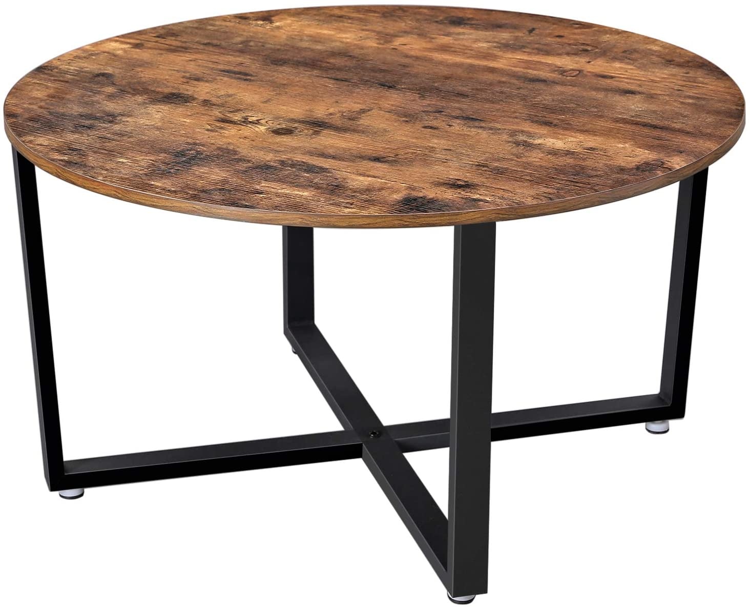 Koffietafel rond vintage donkerbruin - ronde salontafel - 88 x 47 cm