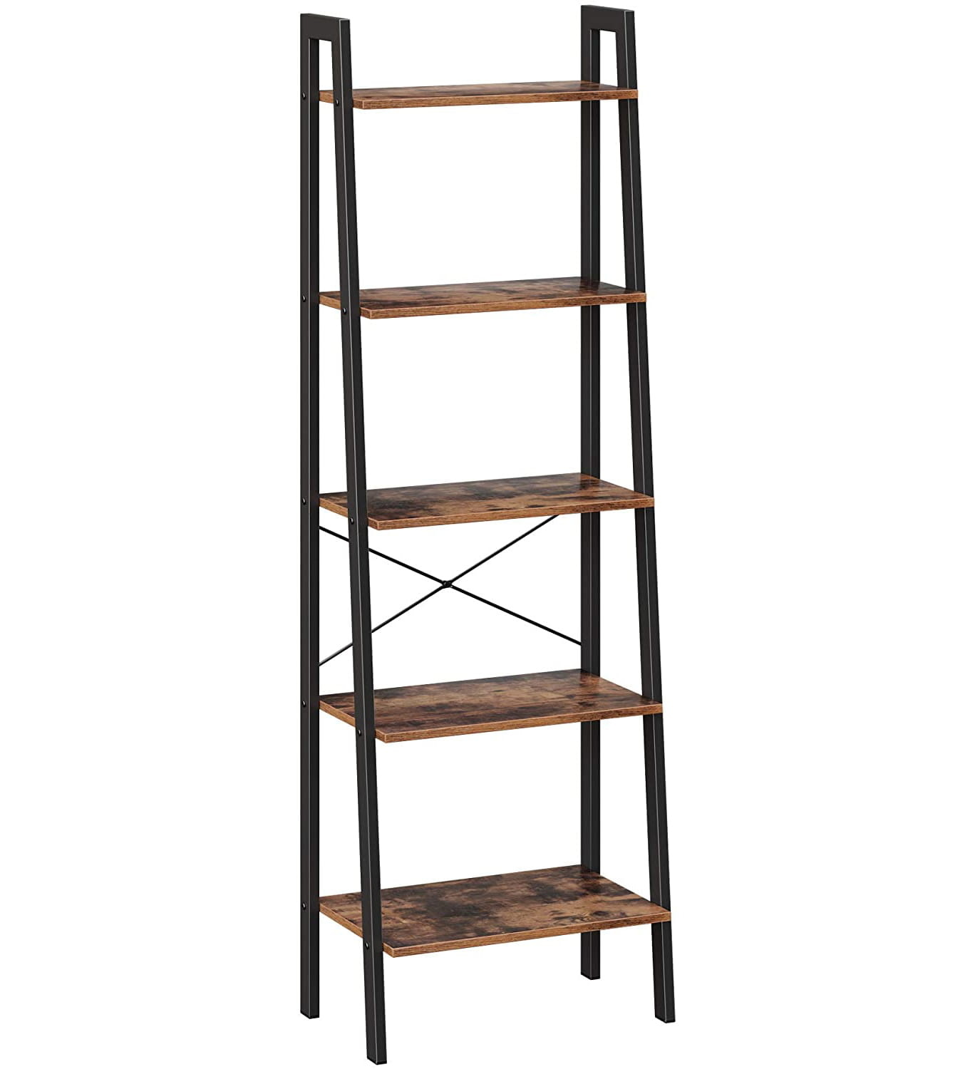 Boekenrek in vintage-stijl met vijf planken en een metalen frame 56 x 172 x 34 cm