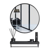 Zwarte spiegel met een plank, 80 cm