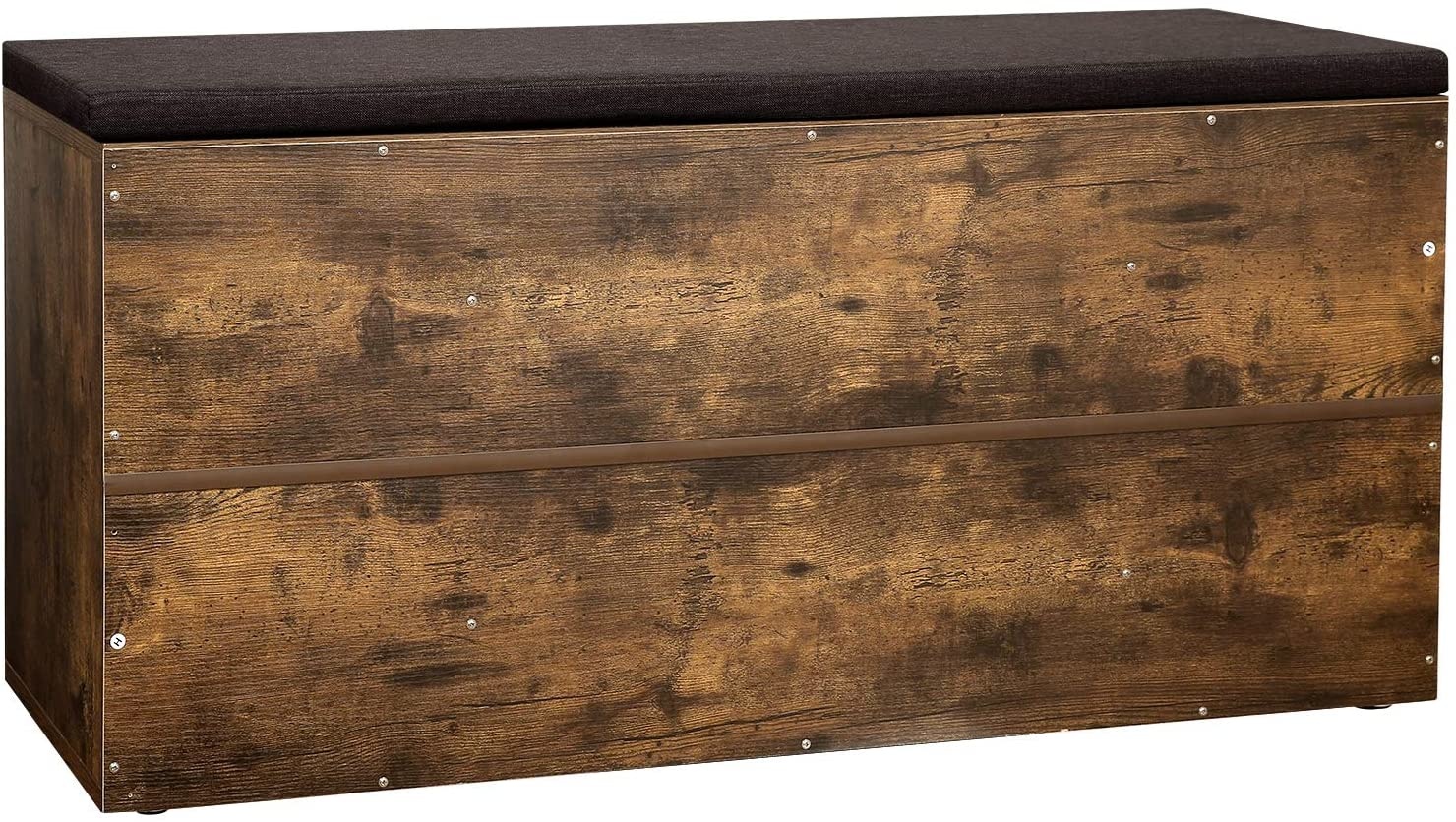 Schoenenkast met zitting - 10 vakken met bekleding - vintage donkerbruin