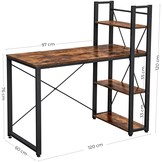 Computerbureau vintage 120 cm met legplanken bruin-zwart