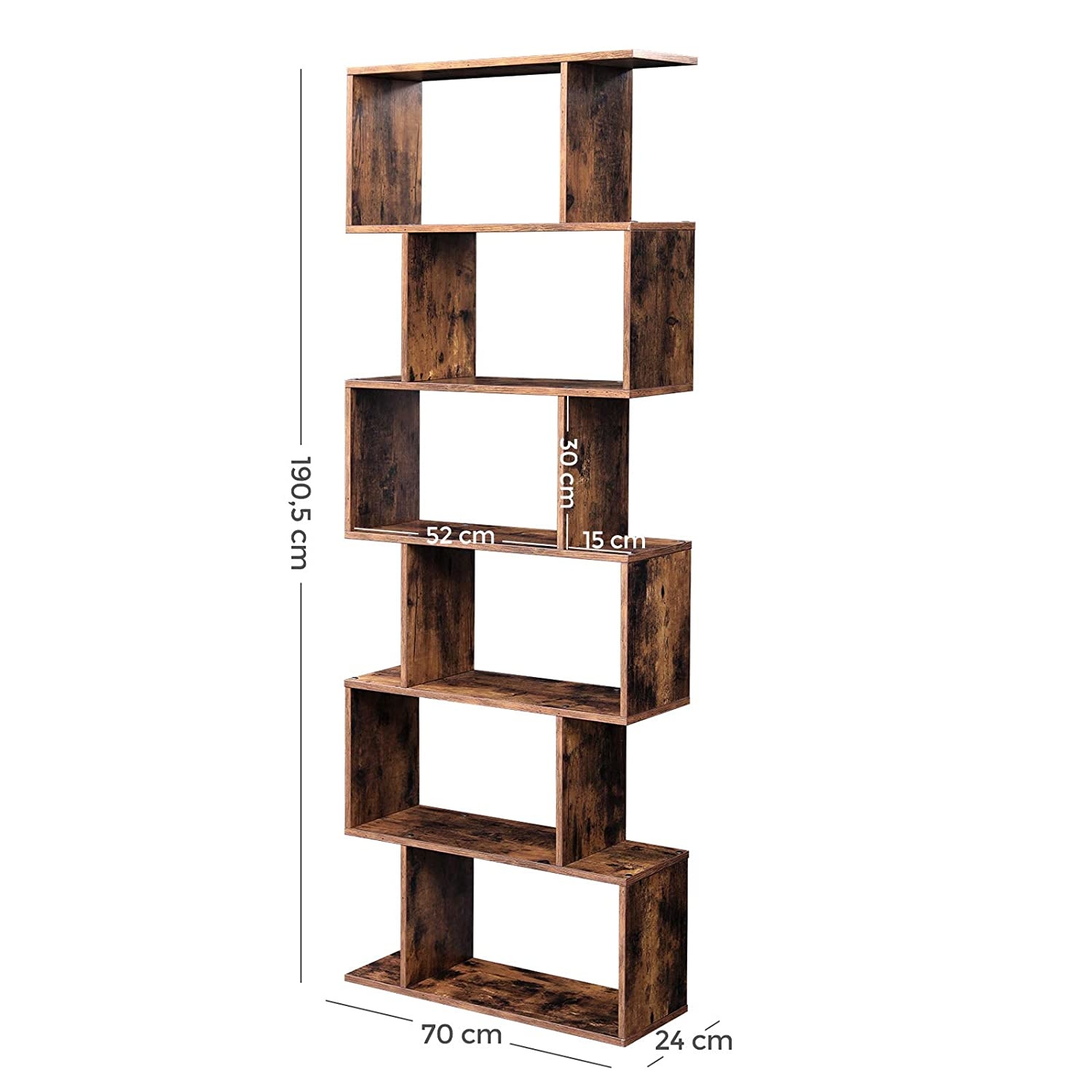 Boekenkast met 6 niveaus vintage bruin
