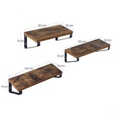 wandplank in industrieel ontwerp - zwevende plank - set van 3