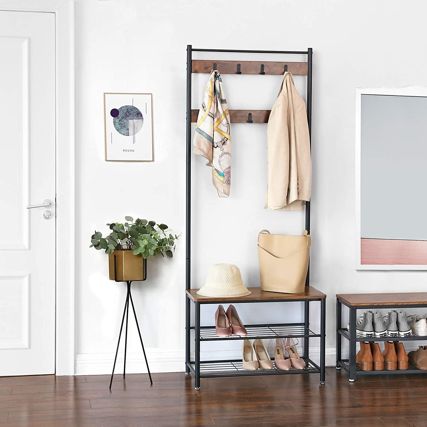 Kapstok garderobe rek vintage donkerbruin - industrieel ontwerp