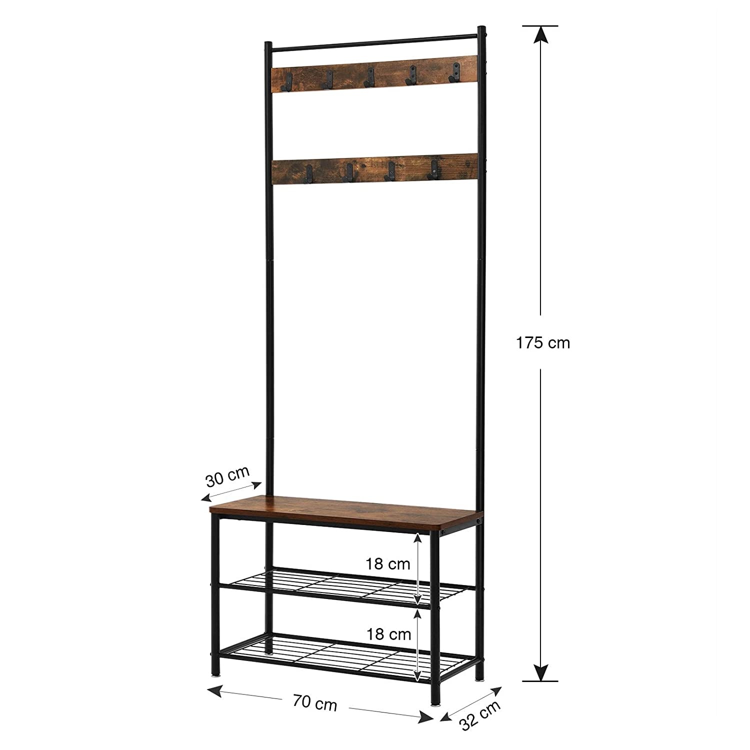 Kapstok garderobe rek vintage donkerbruin - industrieel ontwerp