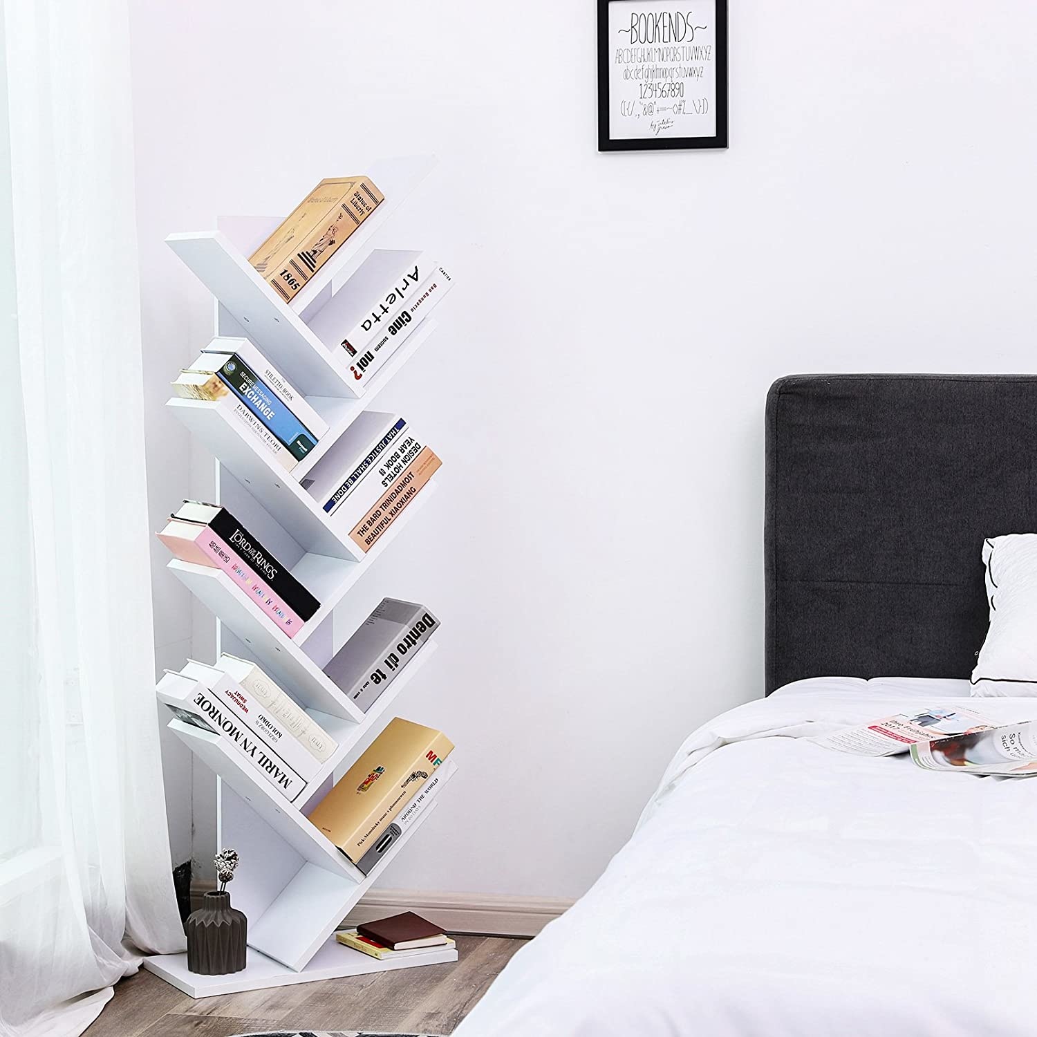 Boekenplank boomvormig wit met 8 niveaus vrijstaand