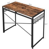 Computertafel vintage bruin-zwart opklapbaar bureau met 8 haken