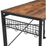 Computertafel vintage bruin-zwart opklapbaar bureau met 8 haken
