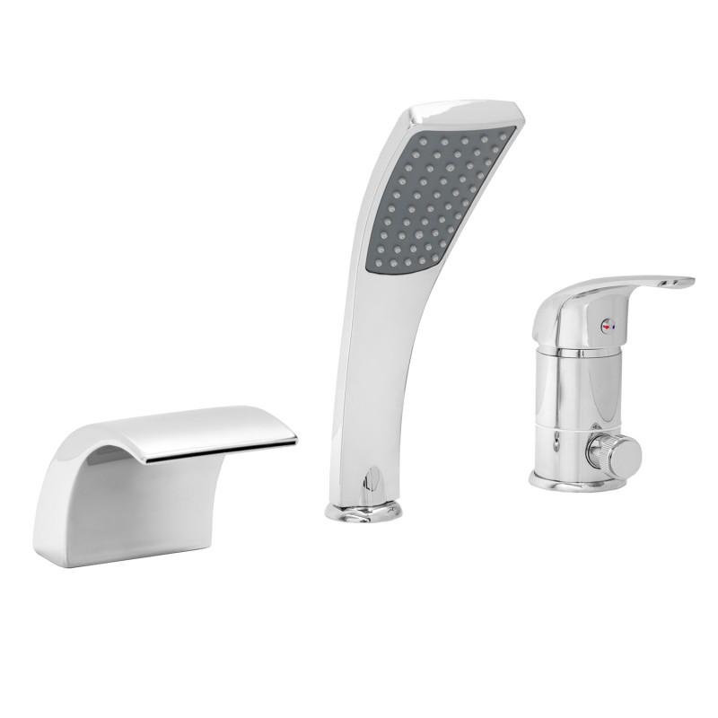 Douchemengkraan met waterval 3-gats chroom