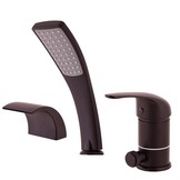 Douchemengkraan zwart 3-gats met waterval