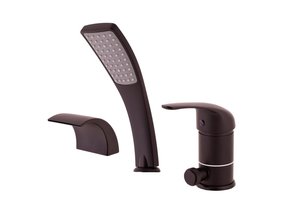 Douchemengkraan zwart 3-gats met waterval