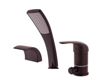 Douchemengkraan zwart 3-gats met waterval