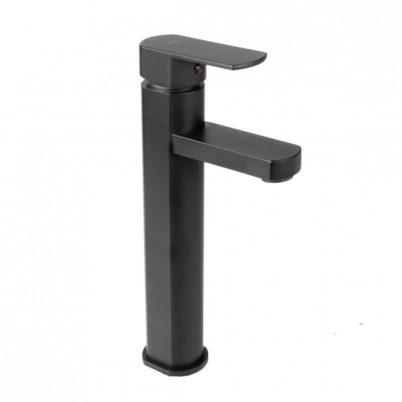 Badkamerkraan zwart hoge wastafelkraan 9.5mm