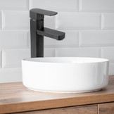 Badkamerkraan zwart hoge wastafelkraan 9.5mm