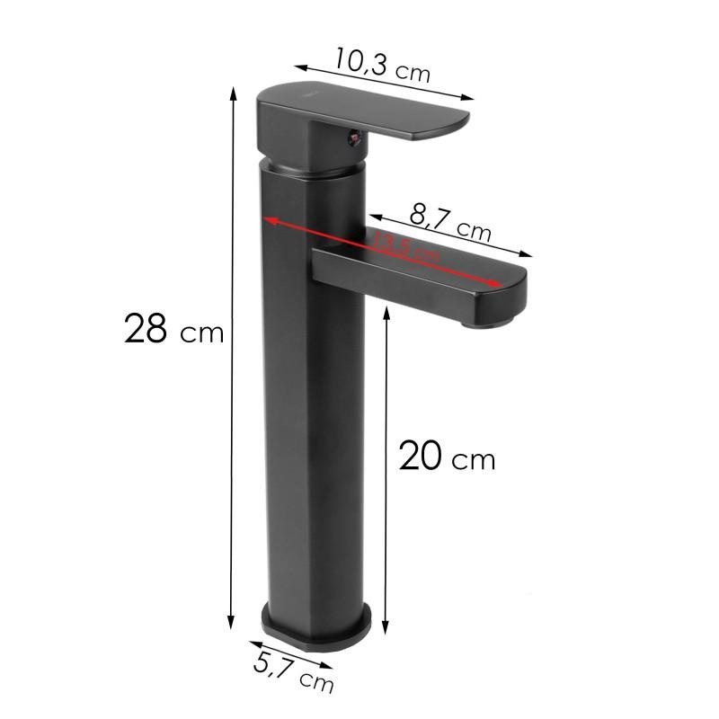 Badkamerkraan zwart hoge wastafelkraan 9.5mm