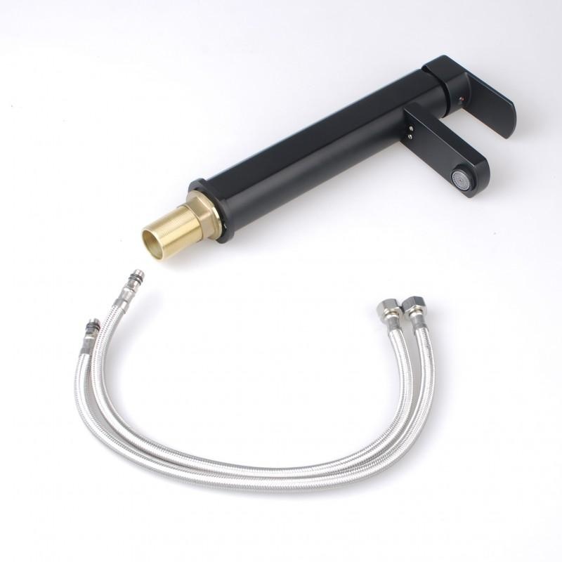 Badkamerkraan zwart hoge wastafelkraan 9.5mm
