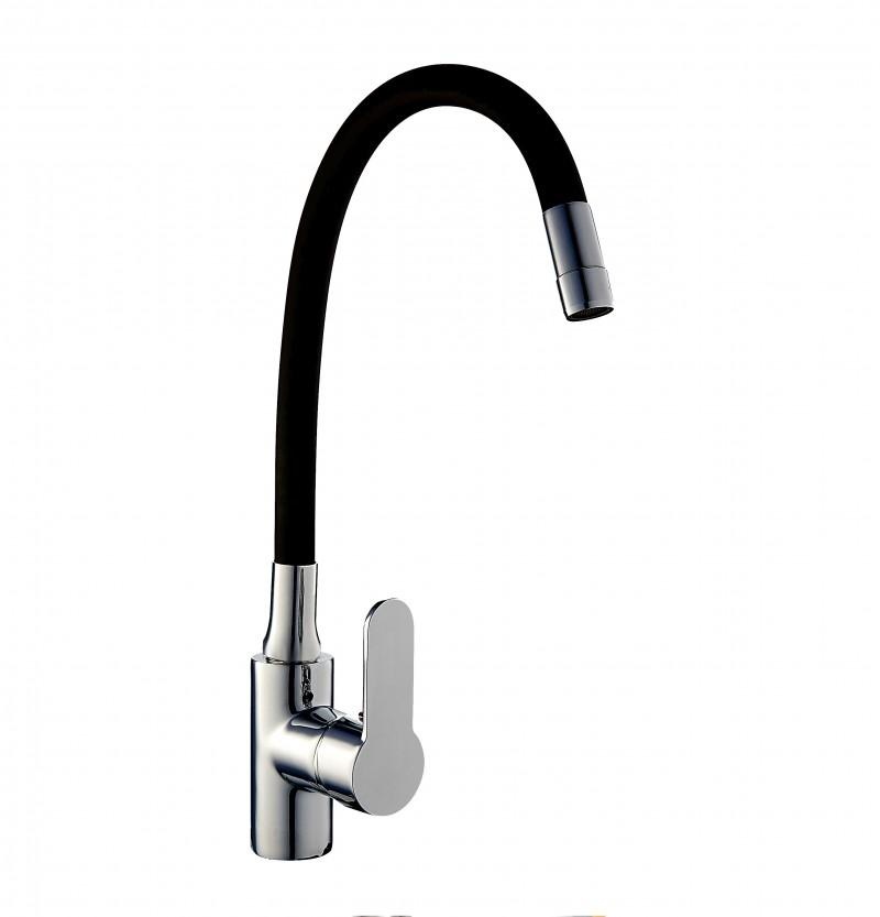 Flexibele zwarte staande wastafelmengkraan