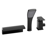 Badkraan 3-gats zwart met handdouche