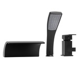 Badkraan 3-gats zwart met handdouche