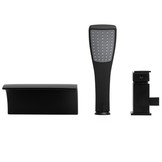 Badkraan 3-gats zwart met handdouche