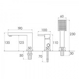 Baddouchemengkraan zwart 3-gats messing