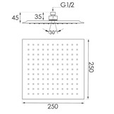 Douchekop regendouche 25 x 25 cm zwart