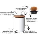 Afvalbak badkamer 3L wit met bamboe deksel