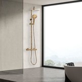 Regendoucheset - met thermostaatkraan - 25 cm - goud