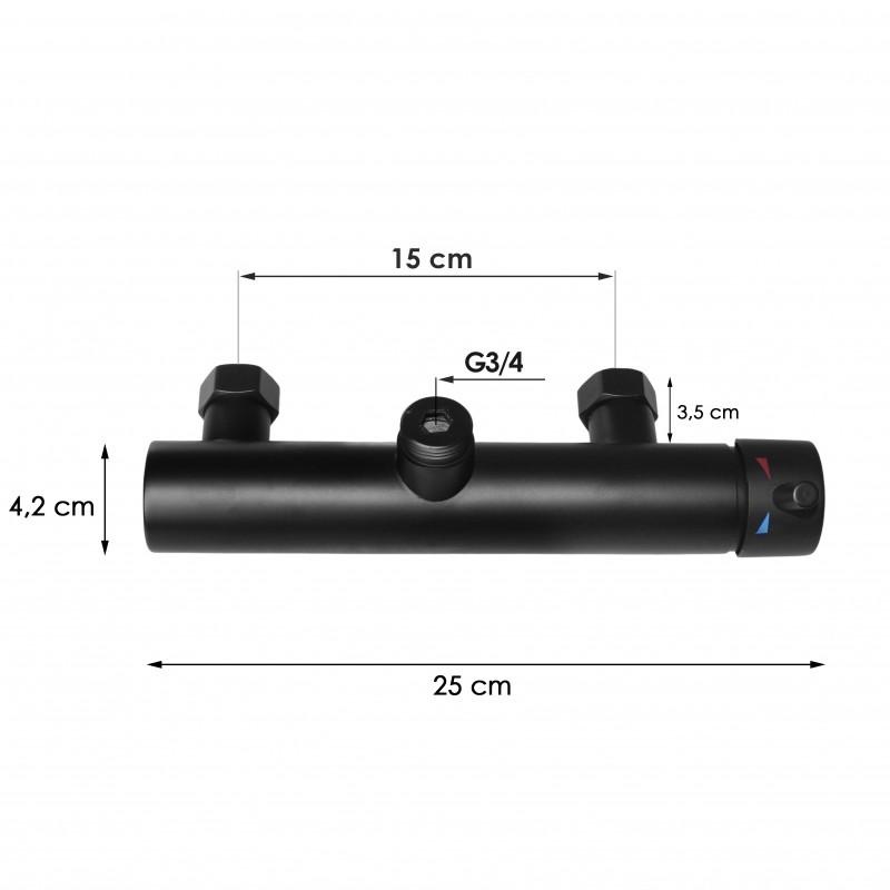 Douchemengkraan - wandmontage 15 cm - universeel - zwart