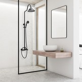 Regendoucheset - retro - met mengkraan - 20 cm - zwart