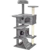 Krabpaal & speelhuis - katten - grijs - 131 cm hoog