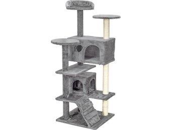 Krabpaal & speelhuis - katten - grijs - 131 cm hoog