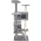Krabpaal & speelhuis - katten - grijs - 131 cm hoog