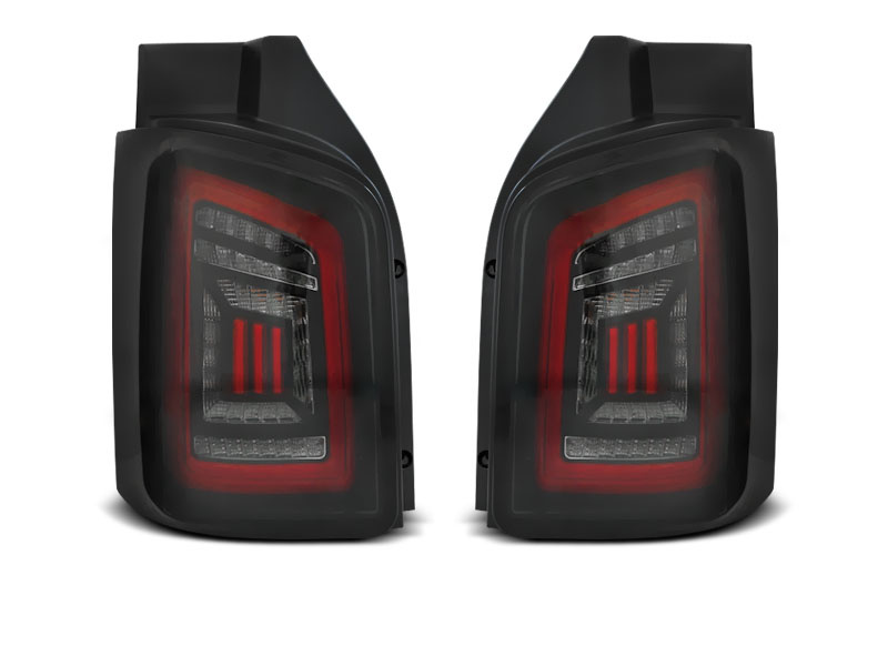 Achterlichten geschikt voor VW T5 04 03-09/10-15 smoke zwart rood LED transporter