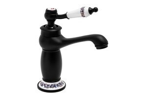 Wastafelkraan - zwart - retro - 11,5x18 cm - eengreeps