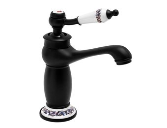 Wastafelkraan - zwart - retro - 11,5x18 cm - eengreeps