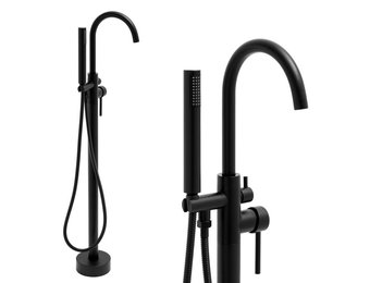 Vrijstaande badkraan - met handdouche - 110 cm hoog - zwart