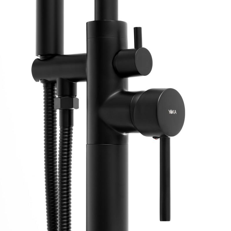Vrijstaande badkraan - met handdouche - 110 cm hoog - zwart