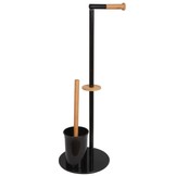 WC rolhouder staand met toiletborstel - 22x66cm - zwart