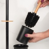 WC rolhouder staand met toiletborstel - 22x66cm - zwart