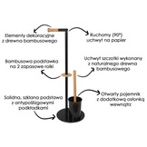 WC rolhouder staand met toiletborstel - 22x66cm - zwart