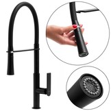 Keukenmengkraan - uittrekbare uitloop - eengreeps - zwart