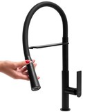 Keukenmengkraan - uittrekbare uitloop - eengreeps - zwart