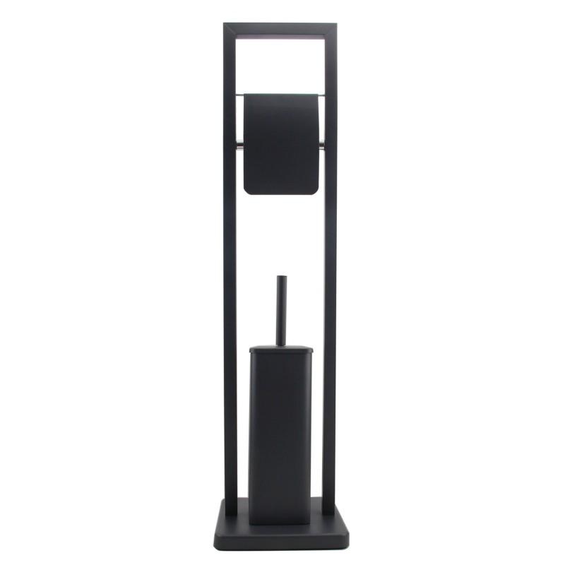 WC rolhouder staand met toiletborstel - 20x80cm - zwart