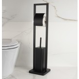WC rolhouder staand met toiletborstel - 20x80cm - zwart