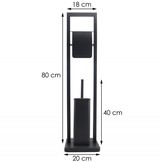 WC rolhouder staand met toiletborstel - 20x80cm - zwart